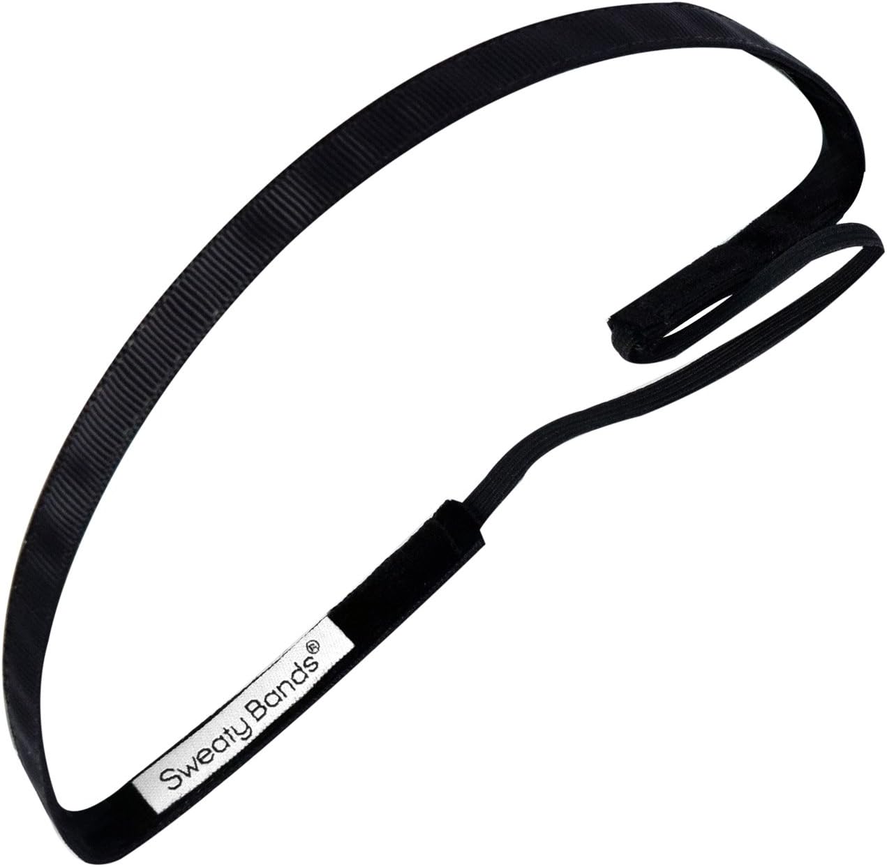 Sweaty BandsWomens Girls Headband - Non-Slip Velvet-Lined Exercise Hairband - Rock Solid Black 3/8-Inch