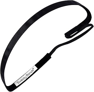 Sweaty Bands Womens Girls Headband - Non-Slip Velvet-Lined Exercise Hairband - Rock Solid Black 3/8-Inch