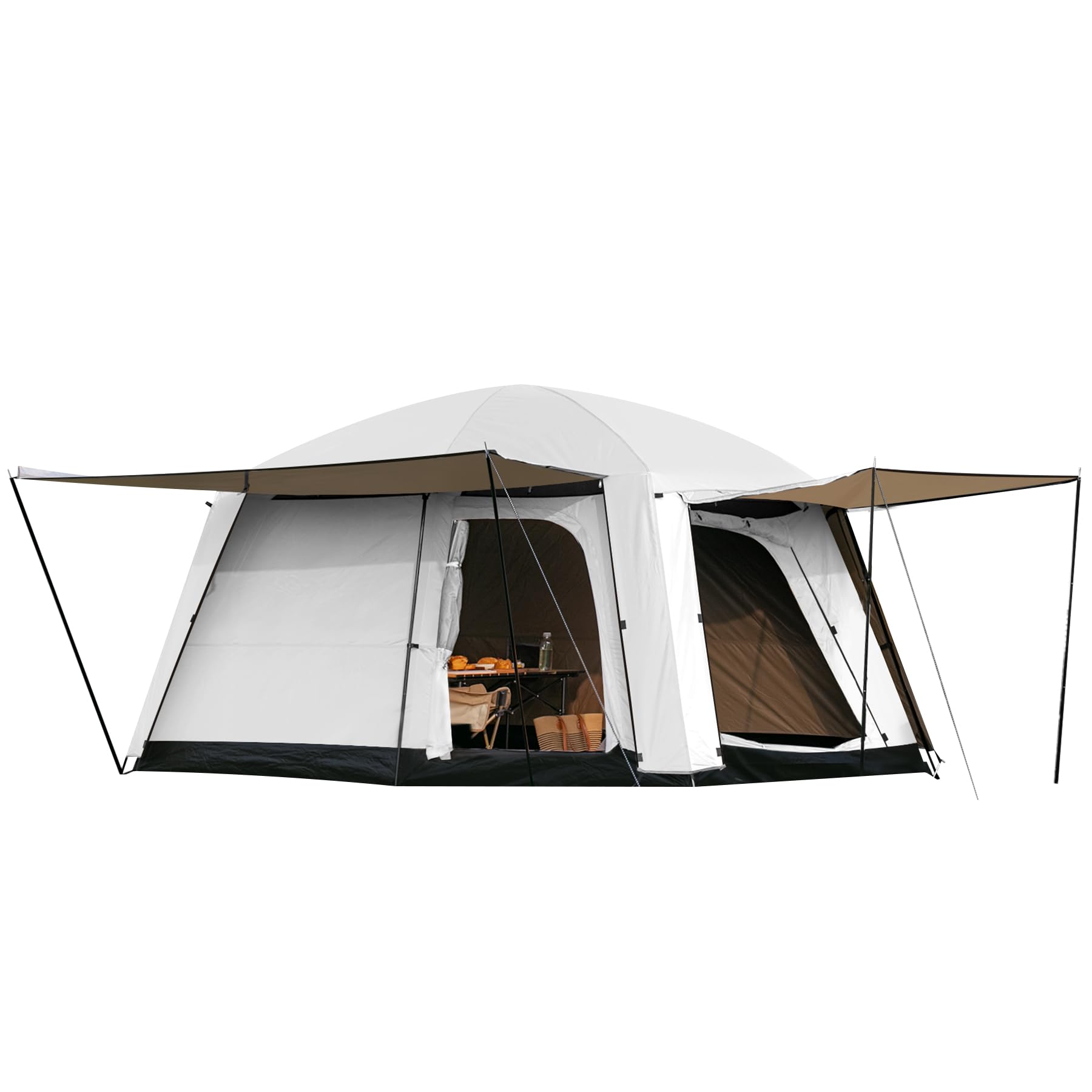 Castle Unicorn 4-6 Person Camping Tent, Large Family Cabin Tents with Porch & Rainfly, Double Layer Waterproof Glamping Tent with 2 Rooms 2 Doors,