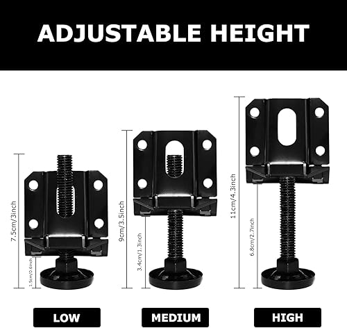 Miniatura 5 de LOSCHEN 8 pies de nivelación ajustables resistentes para muebles, tuercas hexagonales con bloqueo de patas de muebles, para mesa, armarios, banco de