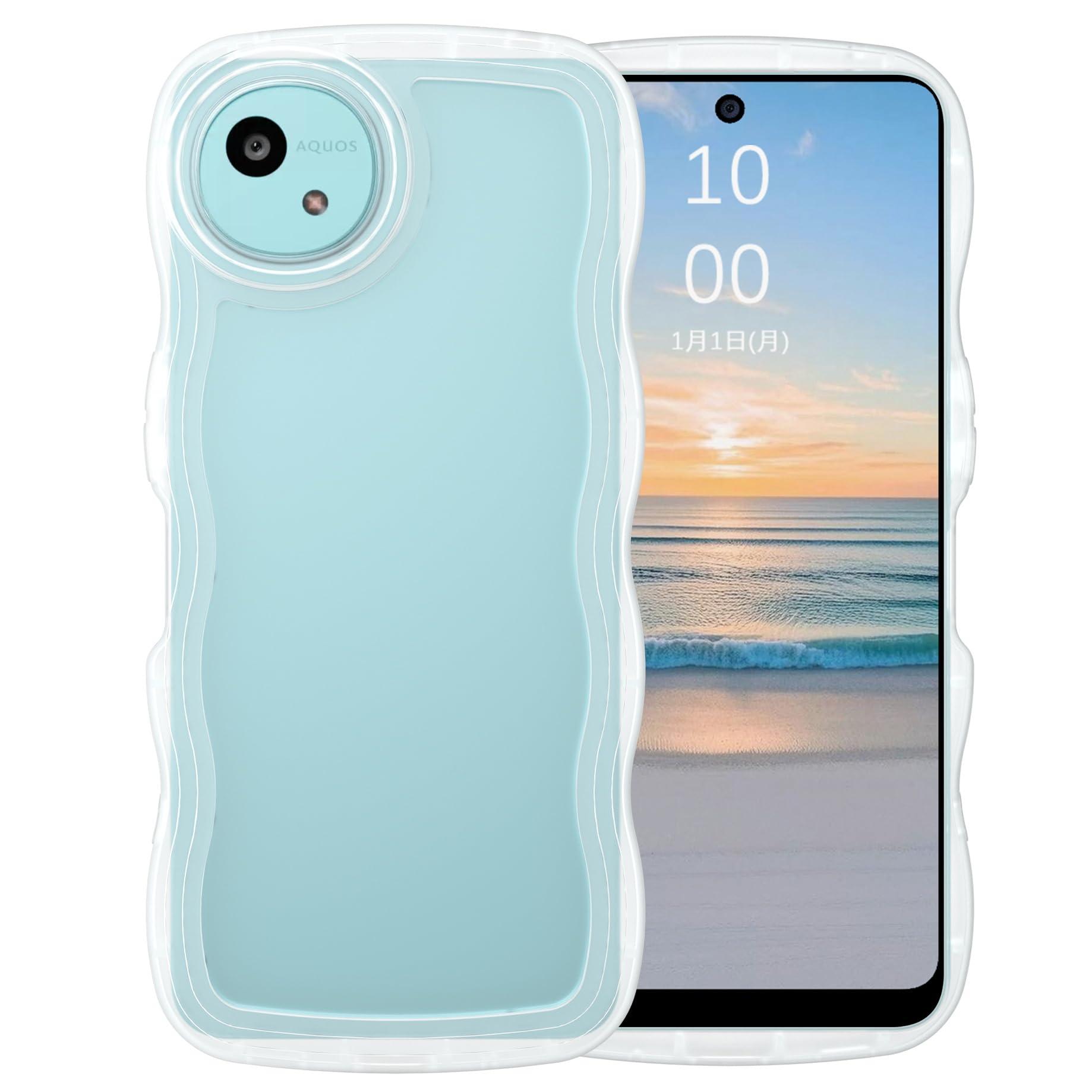 Amazon.co.jp: VENINGO AQUOS WISH5 Case, SH-52F Cover, Clear, Wave