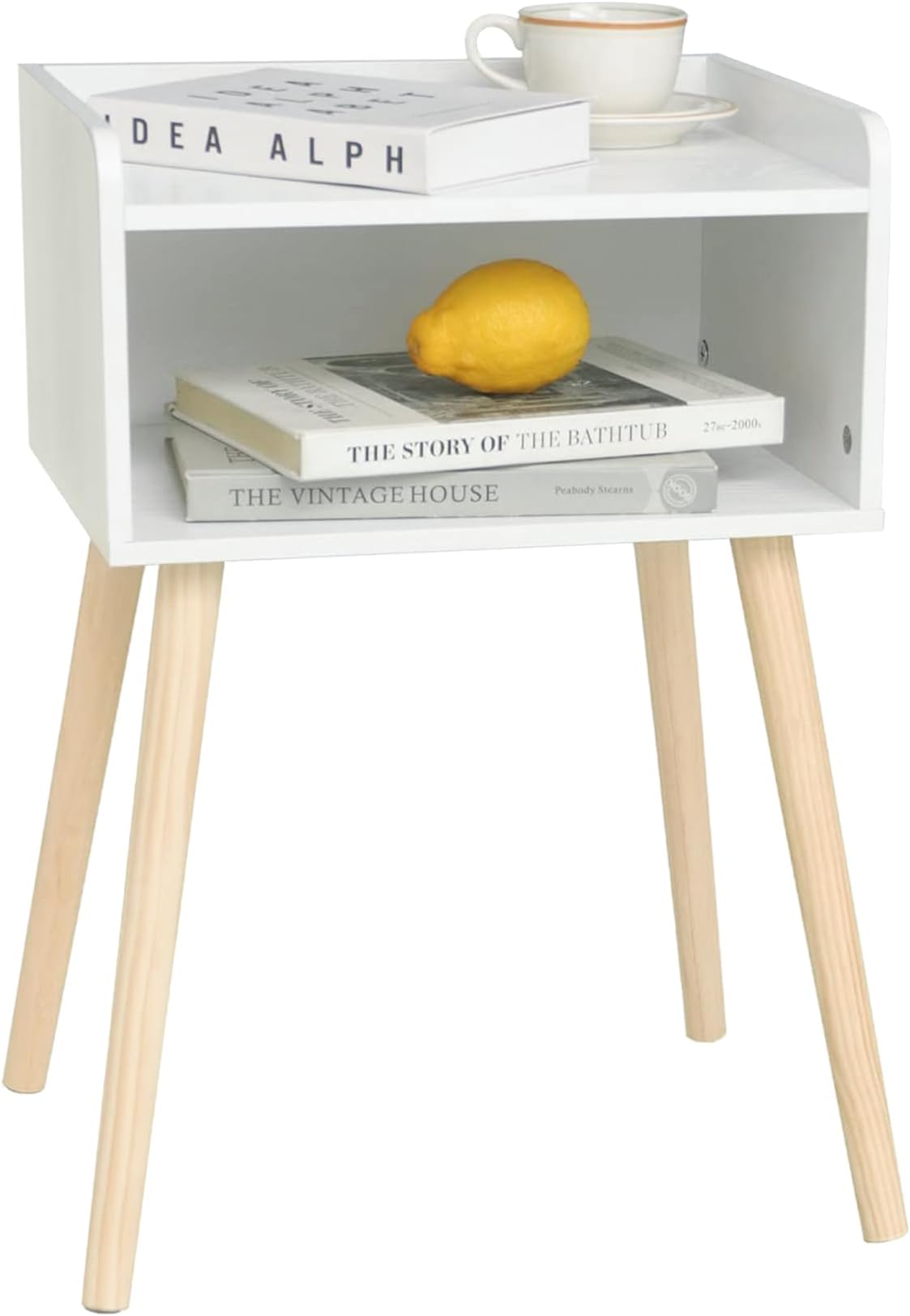 MaxSmeo White Natural Top Side Table