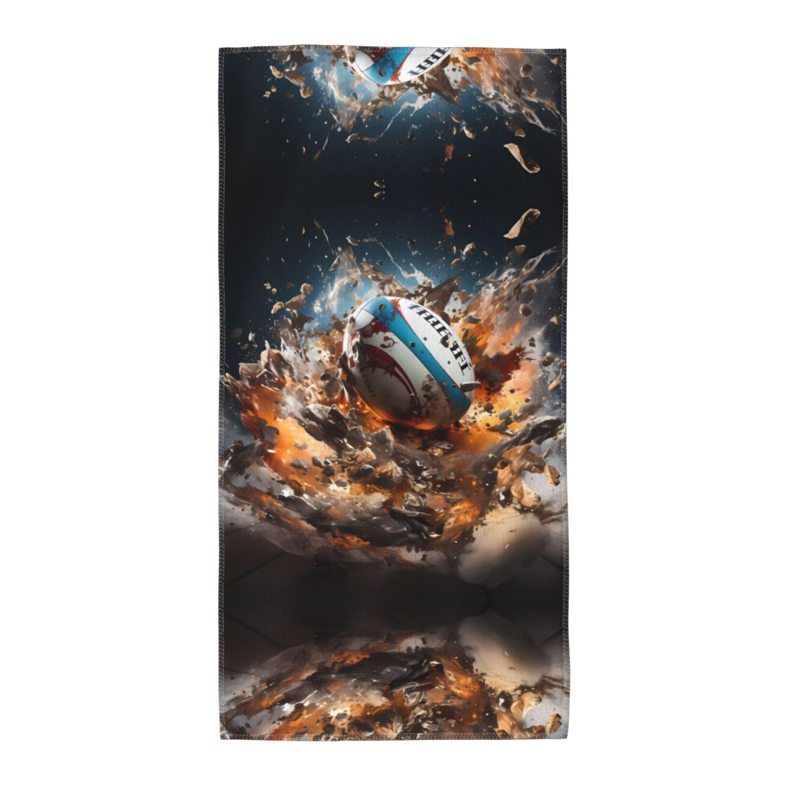 ZhRiYan 13.8"x27.5" Towel â€“ Rugby on Fire Print Beach Pool Towels for Men & Women, Towels Perfect for Bath, Gym, Travel, Sunbathing, Sports