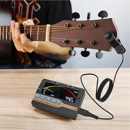 Miniatura 3 de Sintonizador de metrónomo, pantalla LCD de metrónomo digital, generador de tonos 3 en 1, dispositivo de afinación cromática, pastilla de clip para