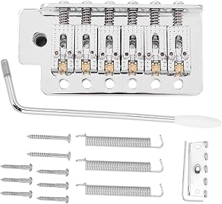 Guitar Tremolo Bridge, Tremolo System with Roller Single Locking Vibrato Bridge Tailpiece for ST Guitar (Silver)