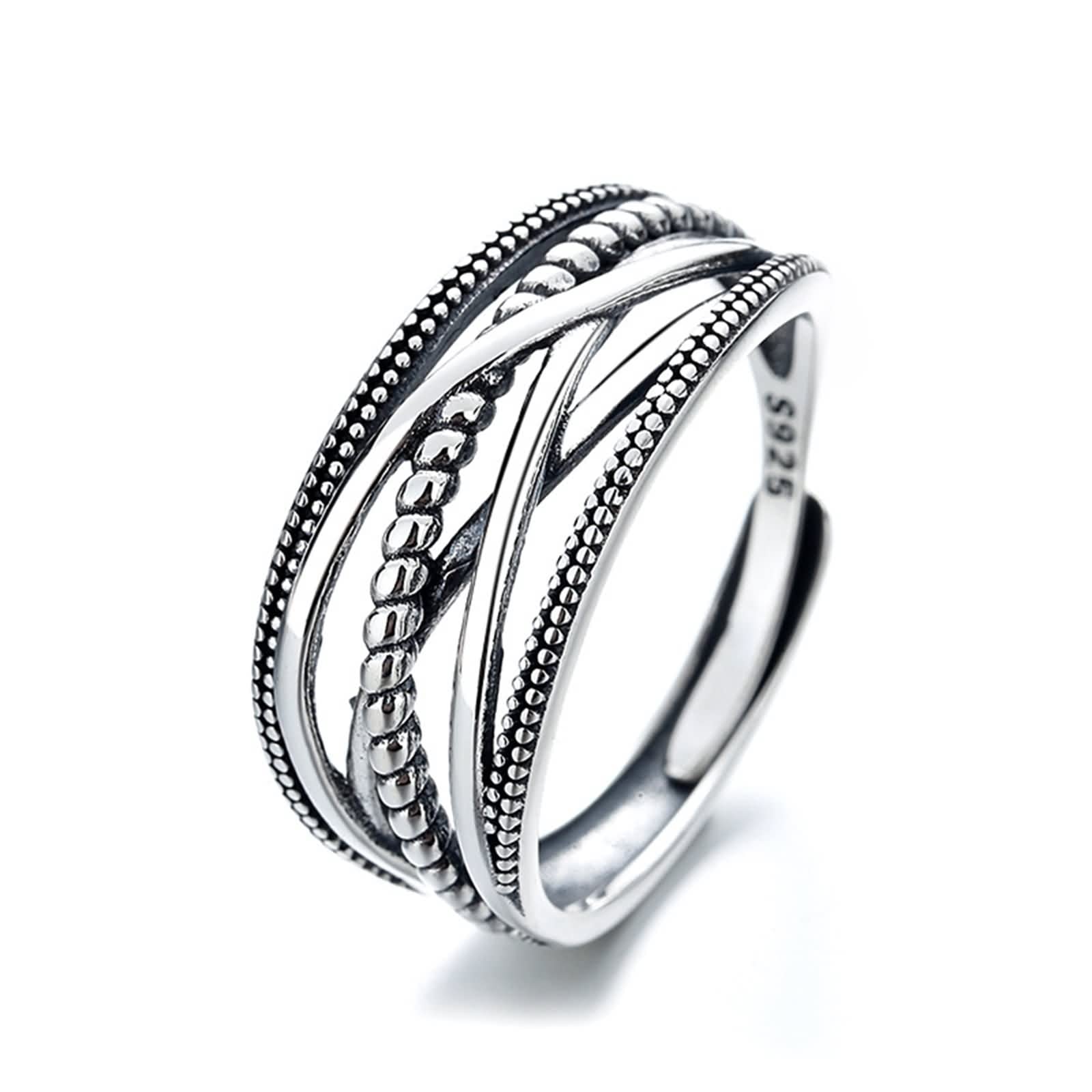 Anillo de cruz ajustable, anillo de boda de plata de ley 925, ajustable, joyería de moda para mujer, Adjustable, Sin piedras preciosas