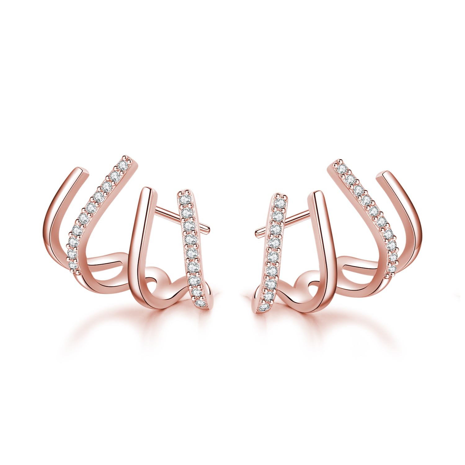 SLUYNZ 925 Sterling Silber CZ Ohrclips Knorpel Ohrringe Ohne