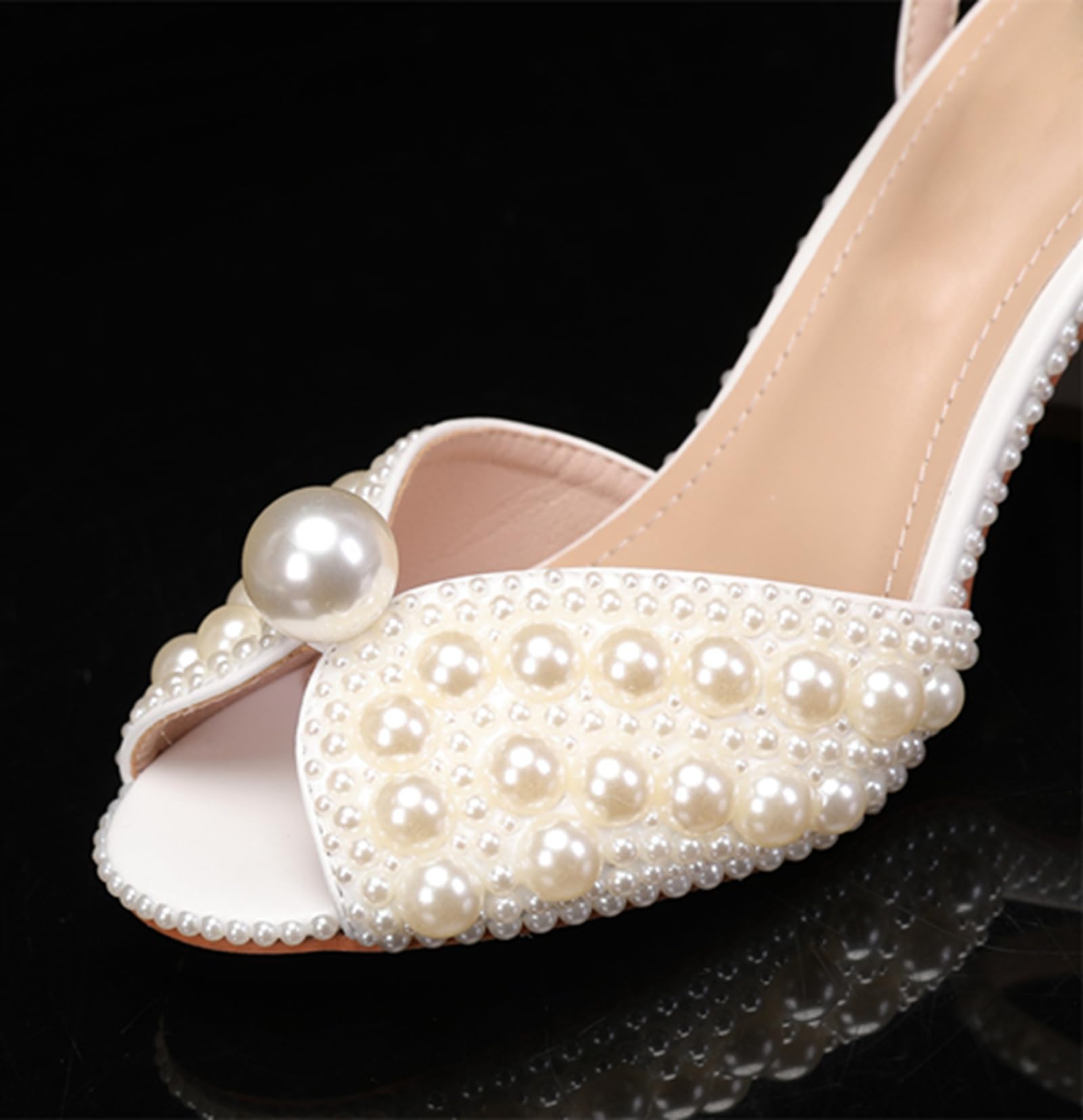 Schuhe fur Damen fur Hochzeits Slingback Abend Prom Sandalen mit Perlen