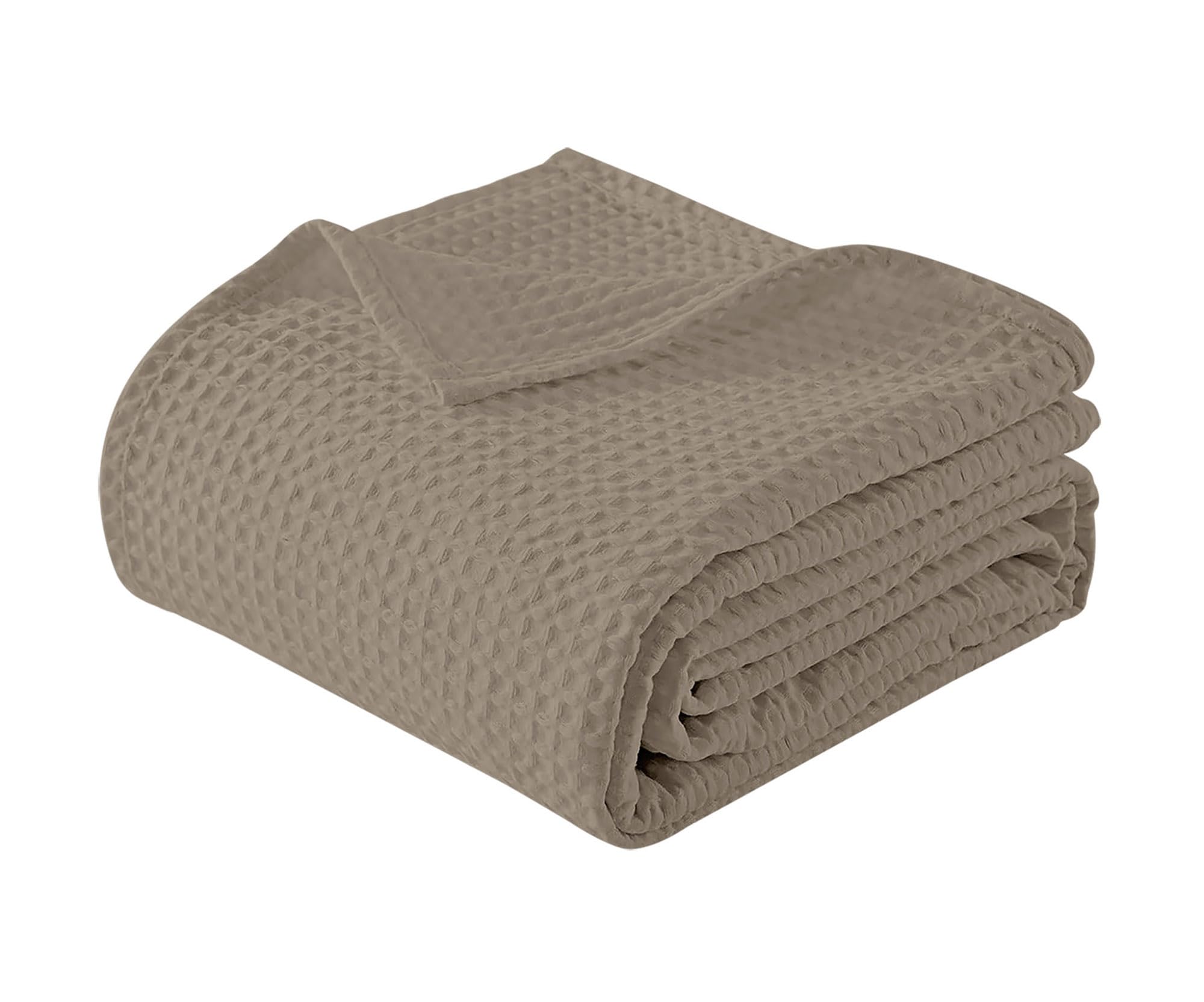 Coperta In Cotone A Nido D'Ape Peyton - 127x152 Cm Color Caffè Per Tutte Le Stagioni - Foto 3