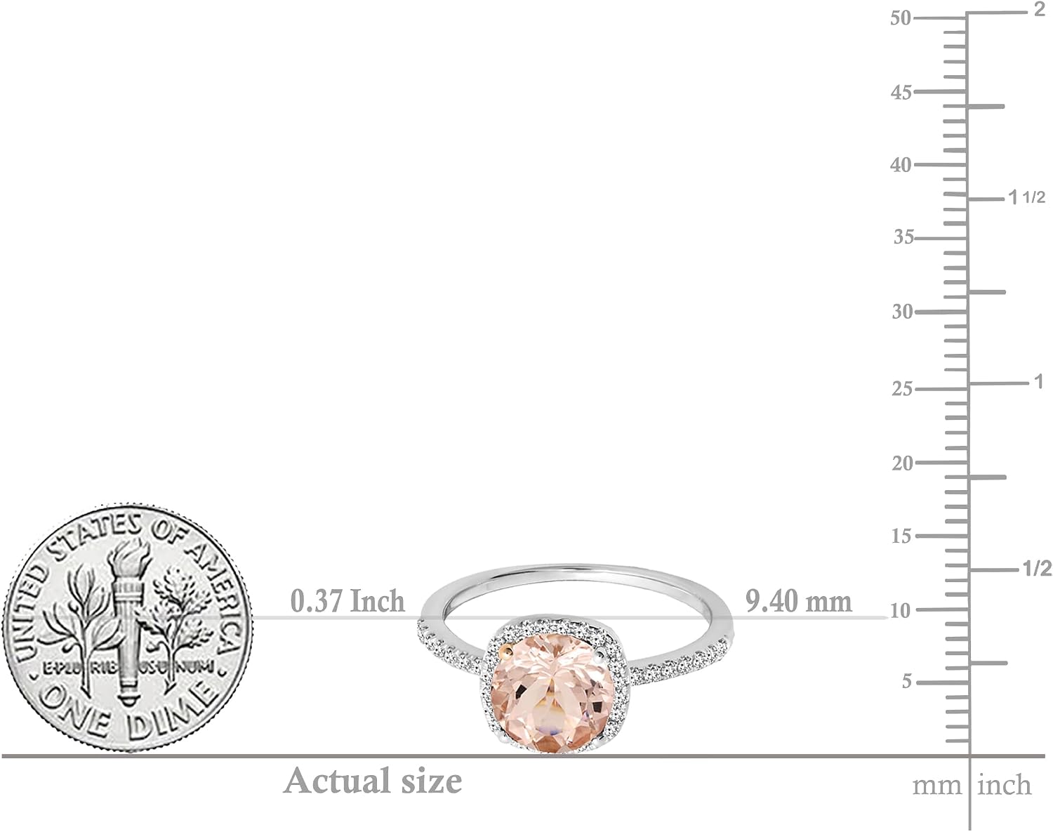 Dazzlingrock Collection 6mm Round Morganite & White Natural Diamond Halo Engagement Ring for Women in 10K Real Solid Gold