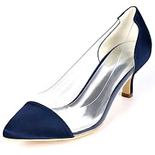 TarfiC Heel Shoes for Women Pointed Toe Low Heel Rhinestone Satin Dress Pumps Evening Prom Wedding Shoes AAA+
