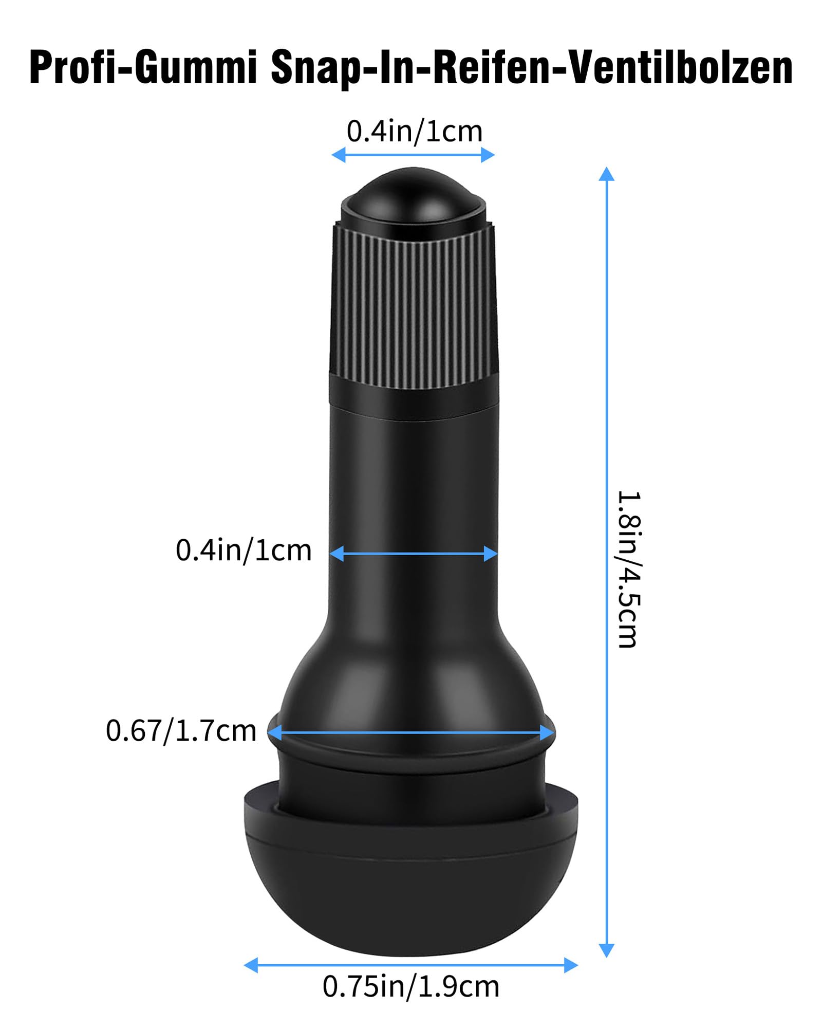 100 pièces TR413 Valve de pneu en caoutchouc : Valve de pneu universelle Snap-in pour la plupart des voitures et motos, 45 mm