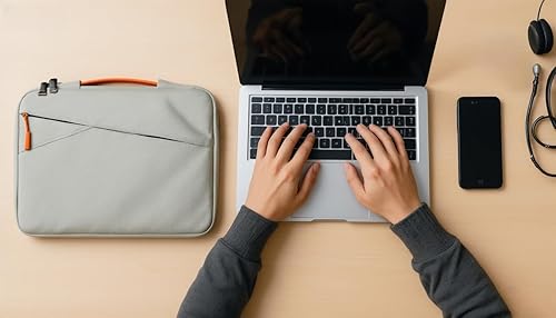 Miniatura 6 de Bolsa protectora para laptop de 15.6 a 16 pulgadas, a prueba de golpes, resistente al agua, con bolsillo frontal, funda para portátil de viaje y