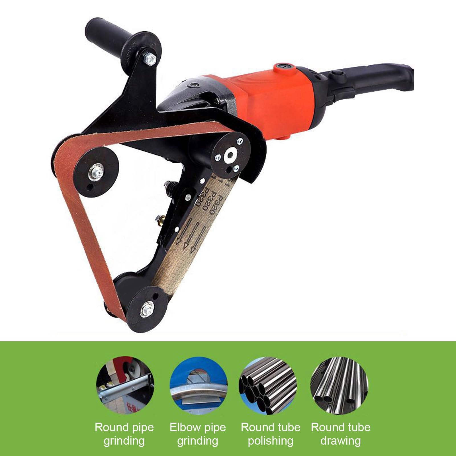 Mini Lijadora de Banda con Pulidora DIY, Herramienta Amoladora Angular para Tubos de Acero Inoxidable, Material de Aleación de Aluminio, M14, Incluye 5 Correas Abrasivas