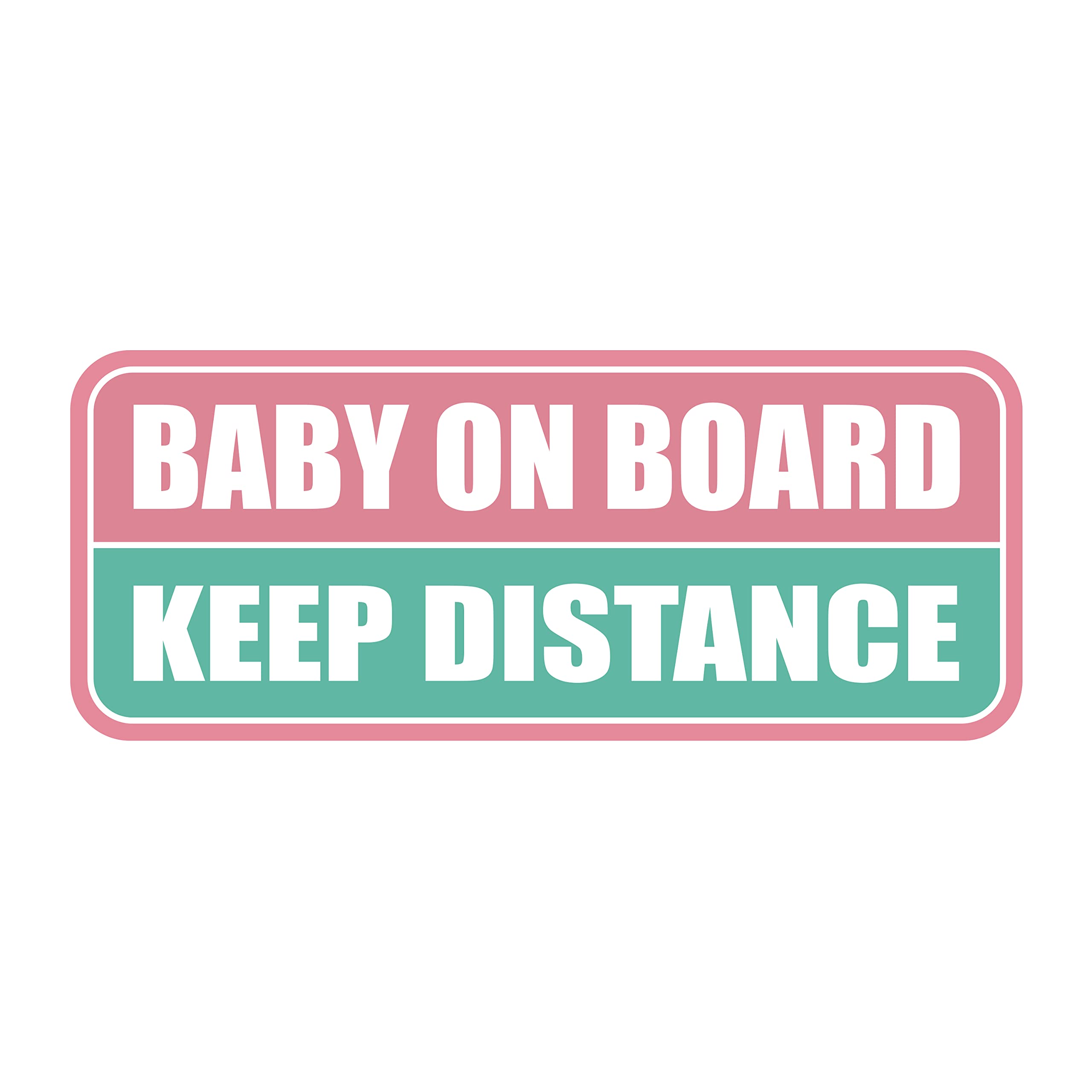 Geekbear Light Pink/Turquoise Baby On Board Car Magnet - Colorful, Reflective, Weather-Resistant - Rectangular 8.7 X 3.5 In ()