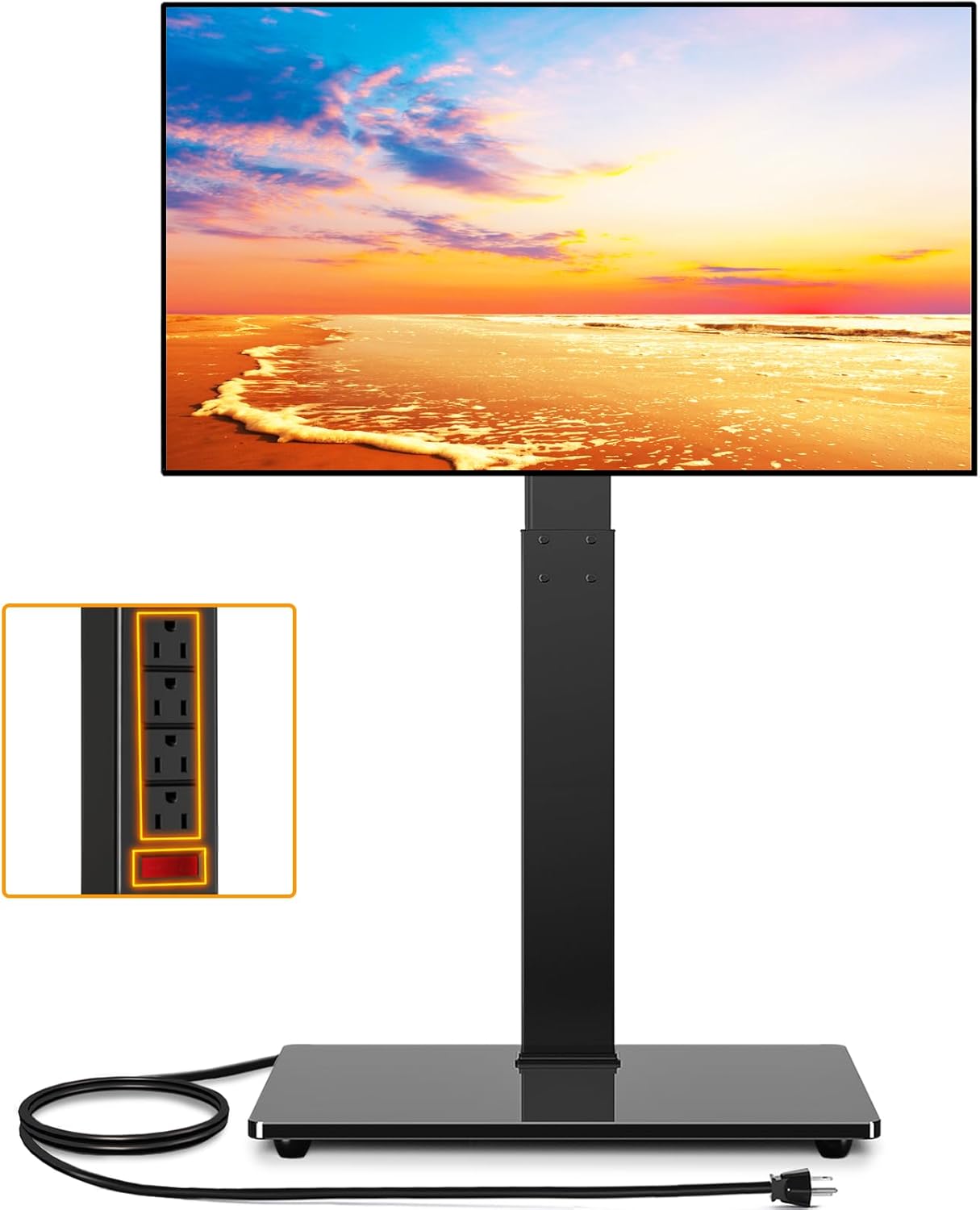 TAVR Floor TV Stand with Power Outlet
