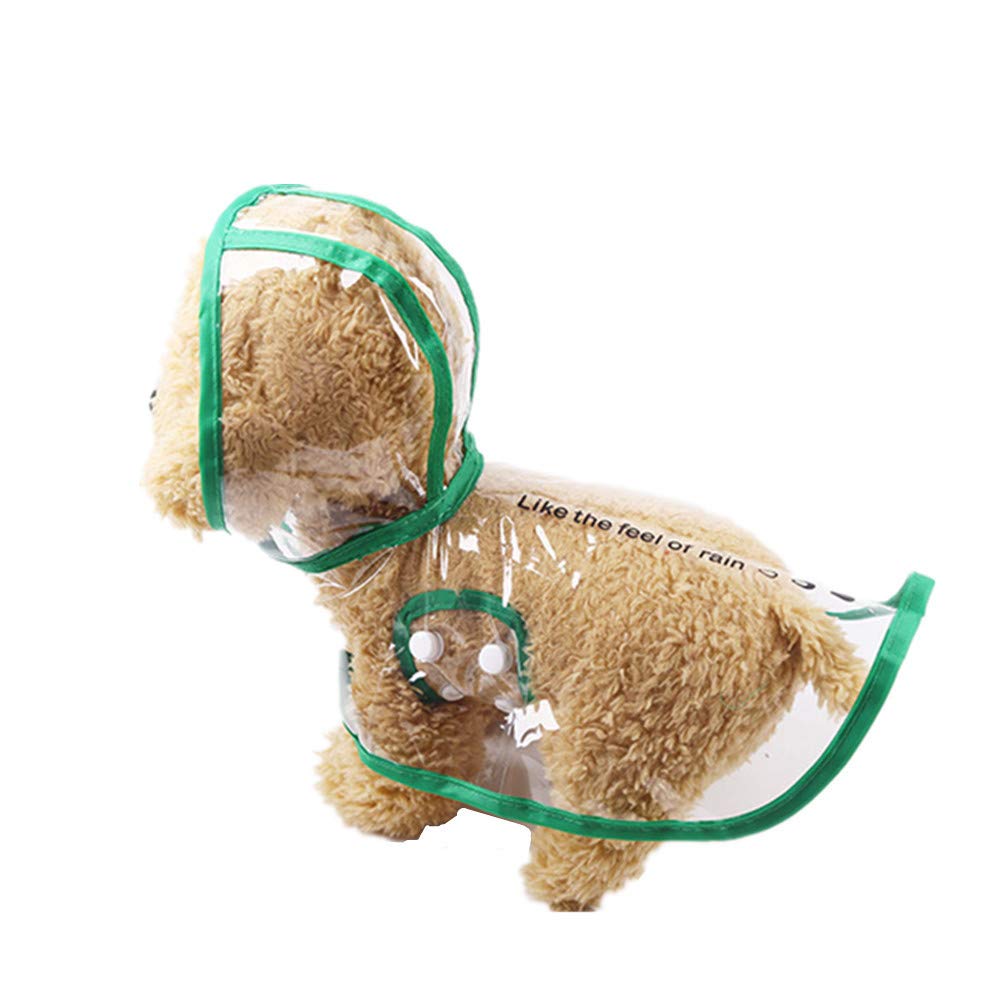 Chickwin Outdoor Puppy Pet Rain Coat with Hood Waterproof Jackets PU Raincoat for Dogs Cats Apparel Clothes Cover Jumpsuit Rainsuit (XS,green)