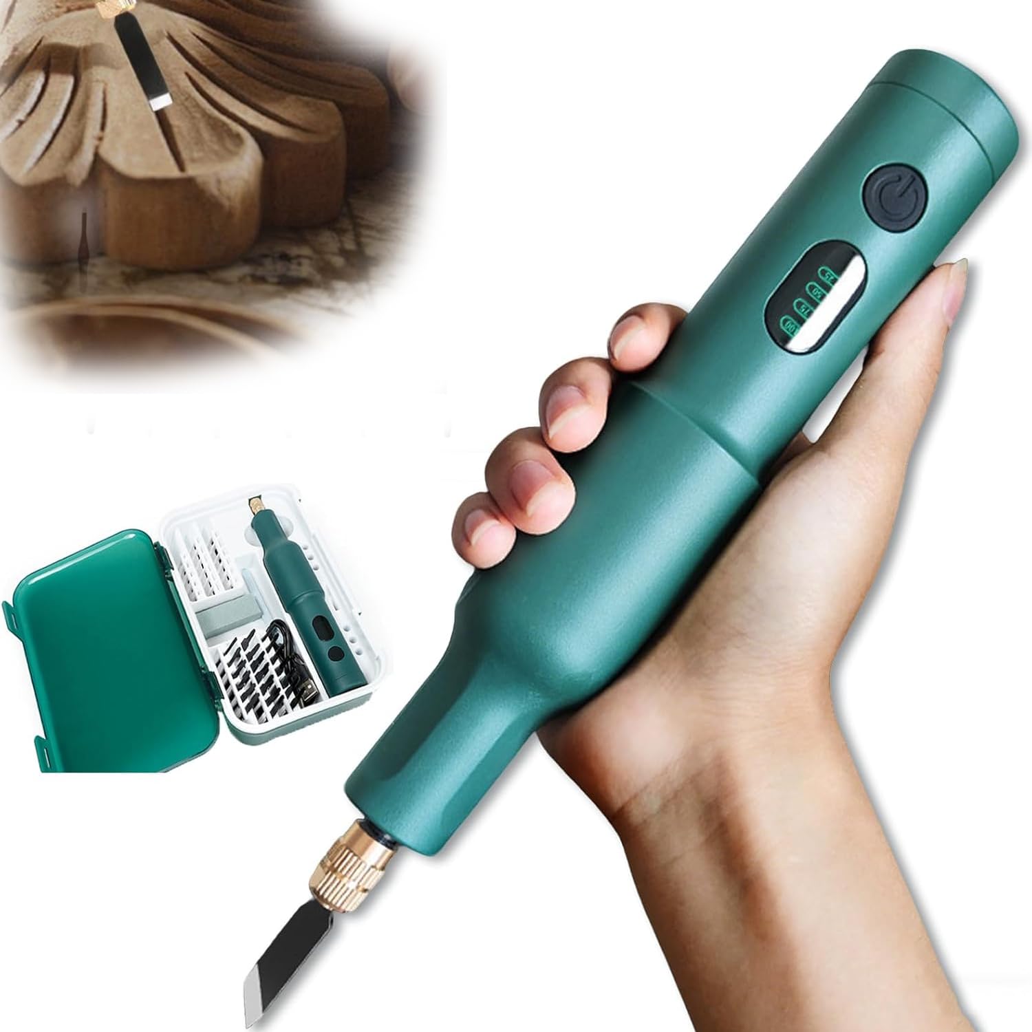 OSPSHPG 40W Woodworking Electric Engraving Machine, Handheld Electric Carving Chisels Set, with 20 Different Replaceable Blades, Rechargeable, for Wooden Handicrafts