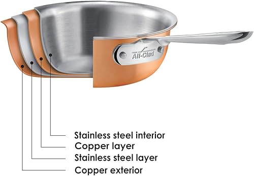 Miniatura 4 de All-Clad Copper C4 - Olla de 8 cuartos de galón con tapa, utensilios de cocina