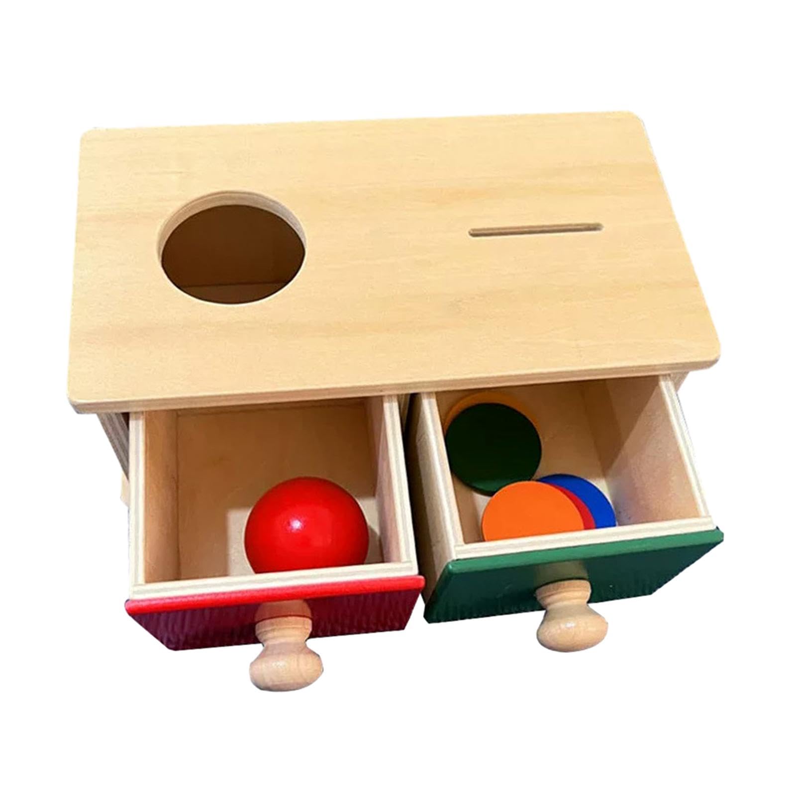 Scatola in Legno per La degli Oggetti, Giocattolo, Strumento Didattico, Giocattolo per Lo Sviluppo dei Colori, Giocatt, 2 cassetti