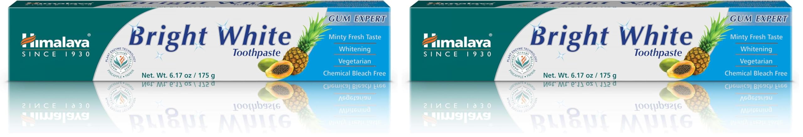 Himalaya Bright White Toothpaste Fluoride Free to Reduce Plaque Whiten Teeth 6 17 oz Pack of 2