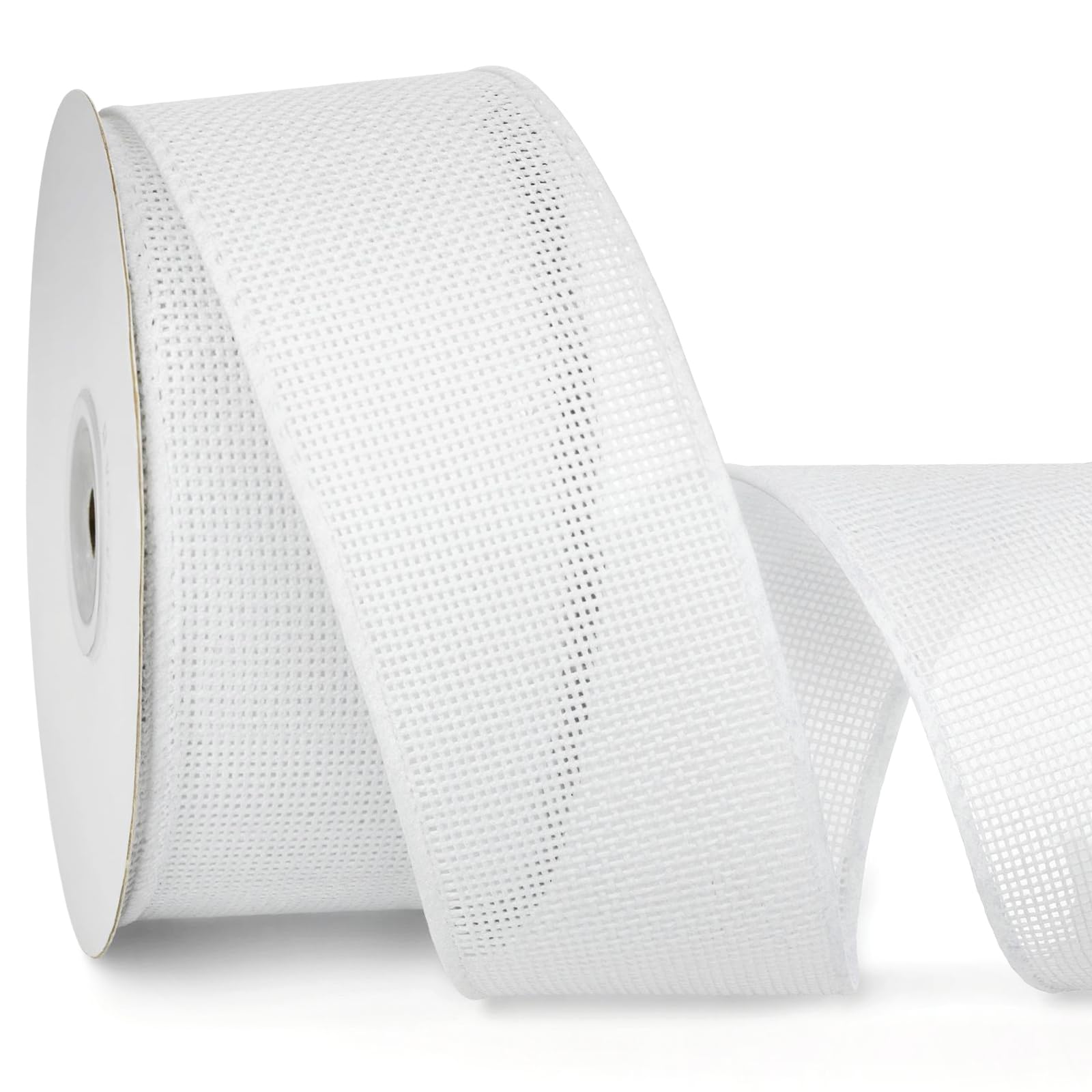 Ruban en toile de jute blanc avec bords métalliques pour nœuds fermes sans affaissement