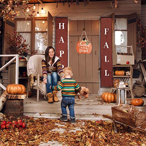 Jackallo Wood Pumpkin Hanging Sign Harvest, Indoor...