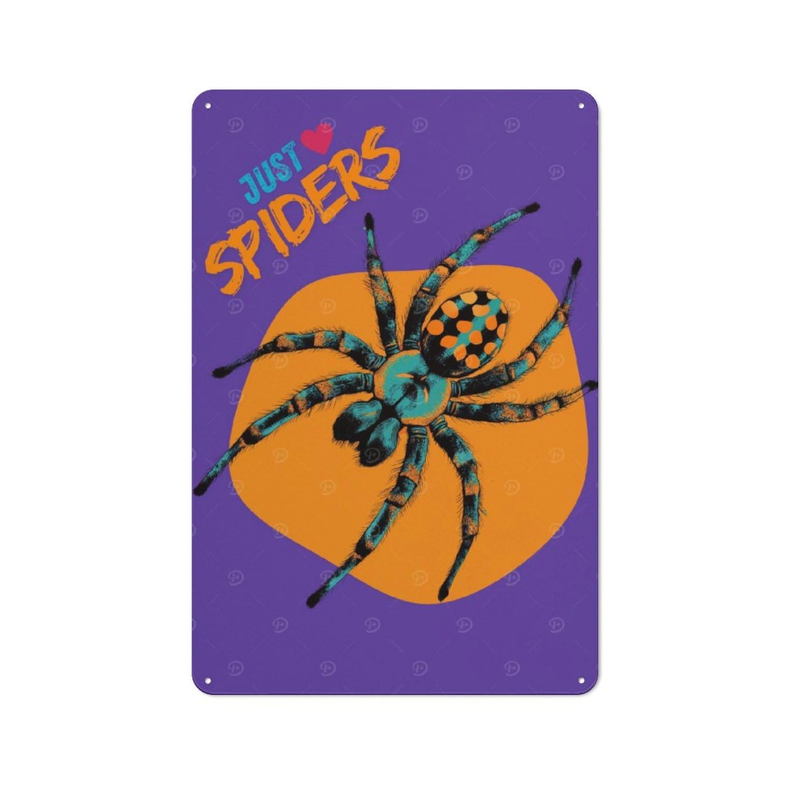 Junmoney Just Love Spiders Graphic Art Arachnid Art Tin Wall Plaque 30X20cm With For Studio Or Craft Room, For Cooler-Season Styling In Studio And Craft Room