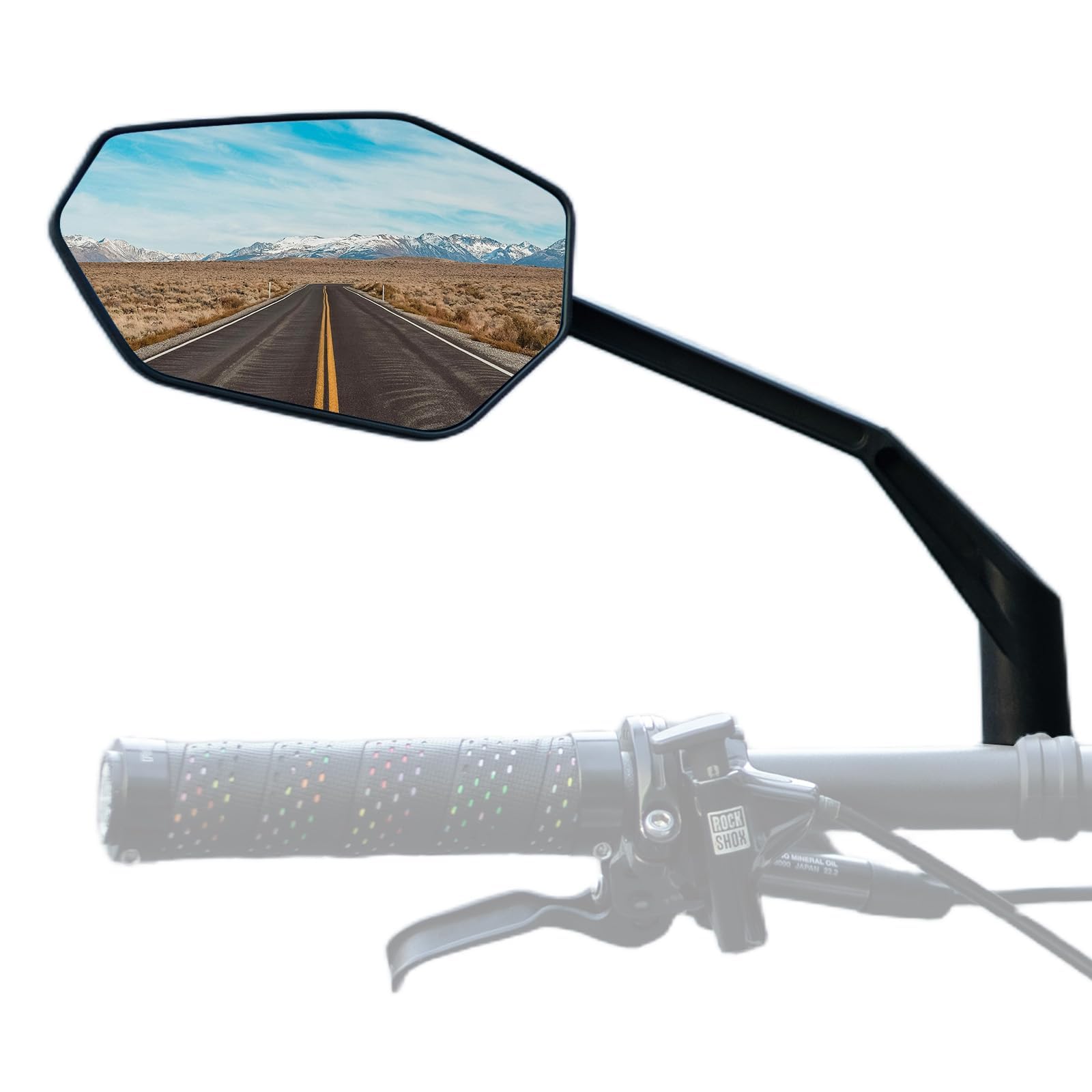 ROCKBROS Specchietto Retrovisore Bici, Specchio Convesso Antiriflesso ad Alta Definizione, Regolazione 360°, Infrangibile in Fibra di Carbonio, per Manubrio da 20-23 mm, MTB, Bici da Corsa, Scooter