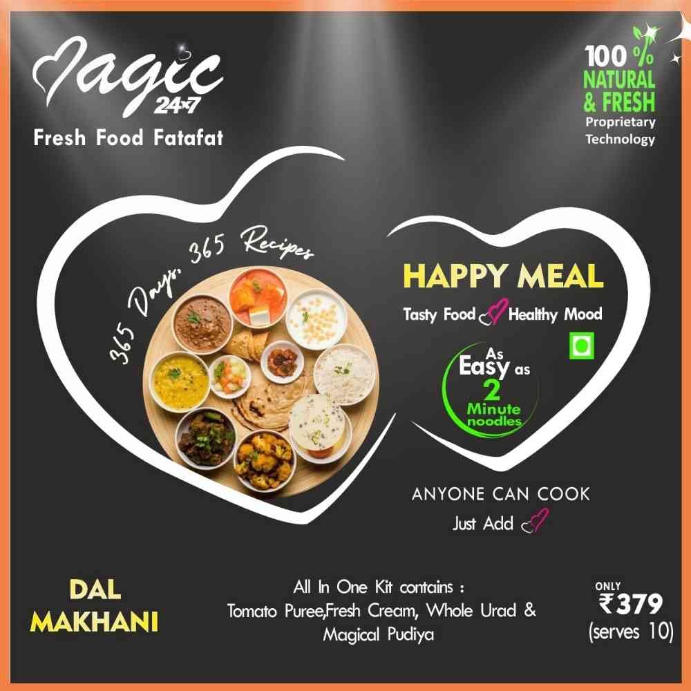 Dal Makhani-Tasty Food, Healthy Mood-Magic 24x7-Fresh Ready to cook-All-in-One Kit (100% Natural & Fresh -Propreitory Techonology).Just add Nothing Extra-As easy as making 2 minute noodles, (Low Carb,Low Sugar,Protein Rich,Fibre Rich,No Transfat)(Gluten Free)(Specially curated recipes for Jain,Saatvik,Non Jain,No Oil-No Ghee)(Each Pack serves 10)