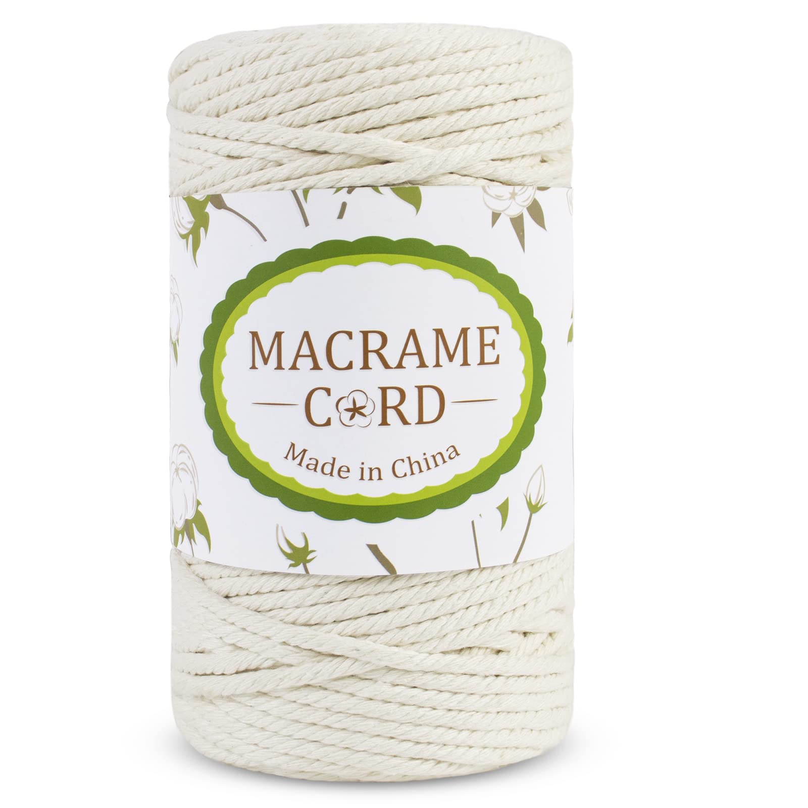 LEREATI Macrame Cord 4mm x 100m Natural Cotton Twine String, Macrame Rope Christmas String Craft Rope, Macrame Yarn for Plant Hanger, Wall Hanging, Gift Wrapping, Garden Decoration (Natural)