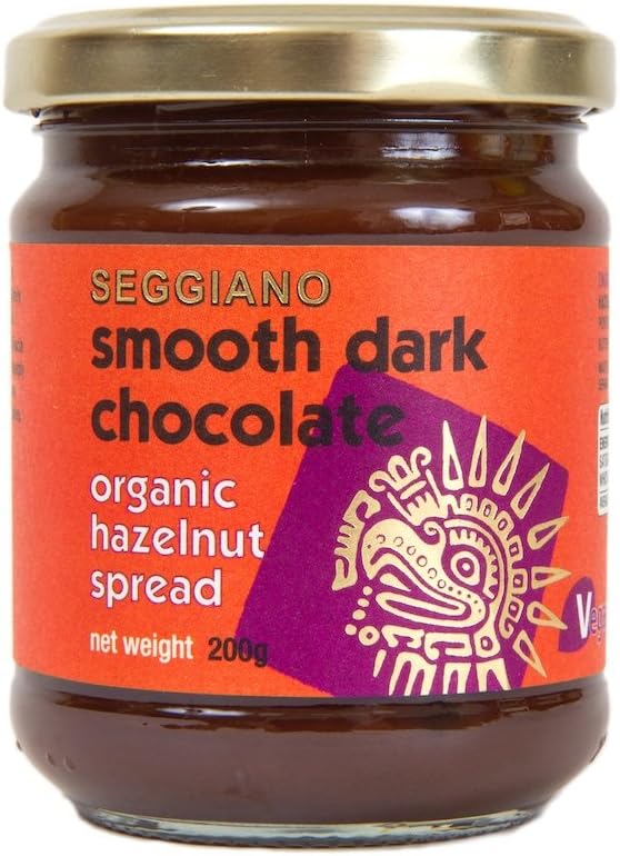 Seggiano Organic Smooth Dark Chocolate Hazelnut Spread 200g - Dairy Free Chocolate Spread - Vegan, Vegetarian, GMO Free, Gluten Free, Wheat Free & Palm Oil Free