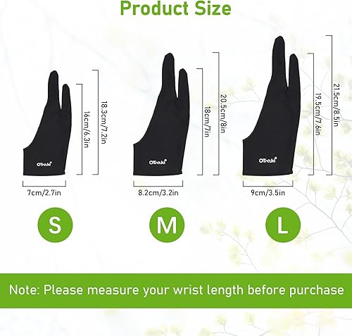 Miniatura 7 de OTraki Paquete de 4 guantes de artista antimanchas con dos dedos para bocetos de papel, monitor de bloc, tableta gráfica, universal para mano