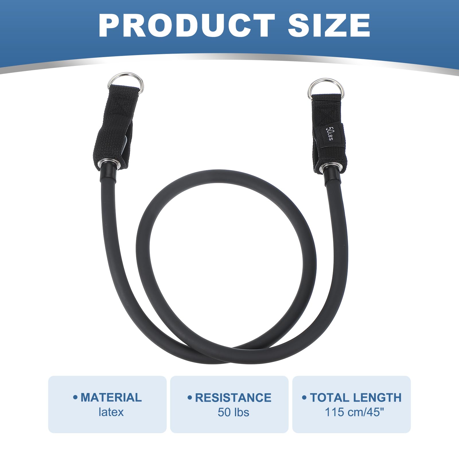 PATIKIL Resistance Tube Bands, 50 lbs Stackable Single Resistance Band Exercise Band Stretch Band for Working Out Man Home, Black