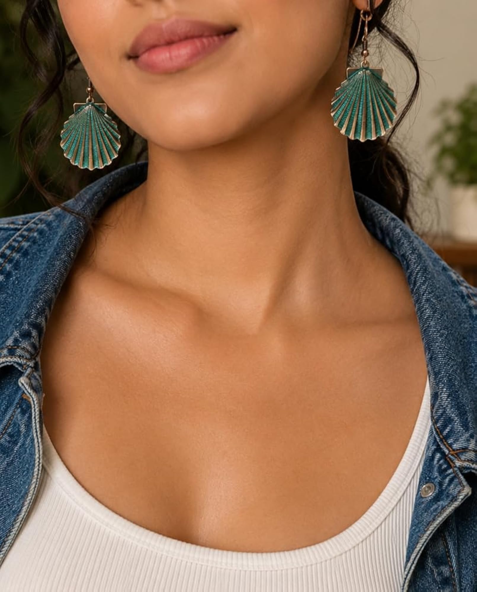 Women's Boho Sea Scallop Shell Dangle Earrings