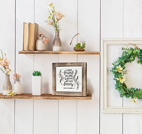 Miniatura 6 de Letrero cristiano, caja de madera con placas de escritorio, letrero inspirador de las Escrituras, decoración de dormitorio, decoración de boda