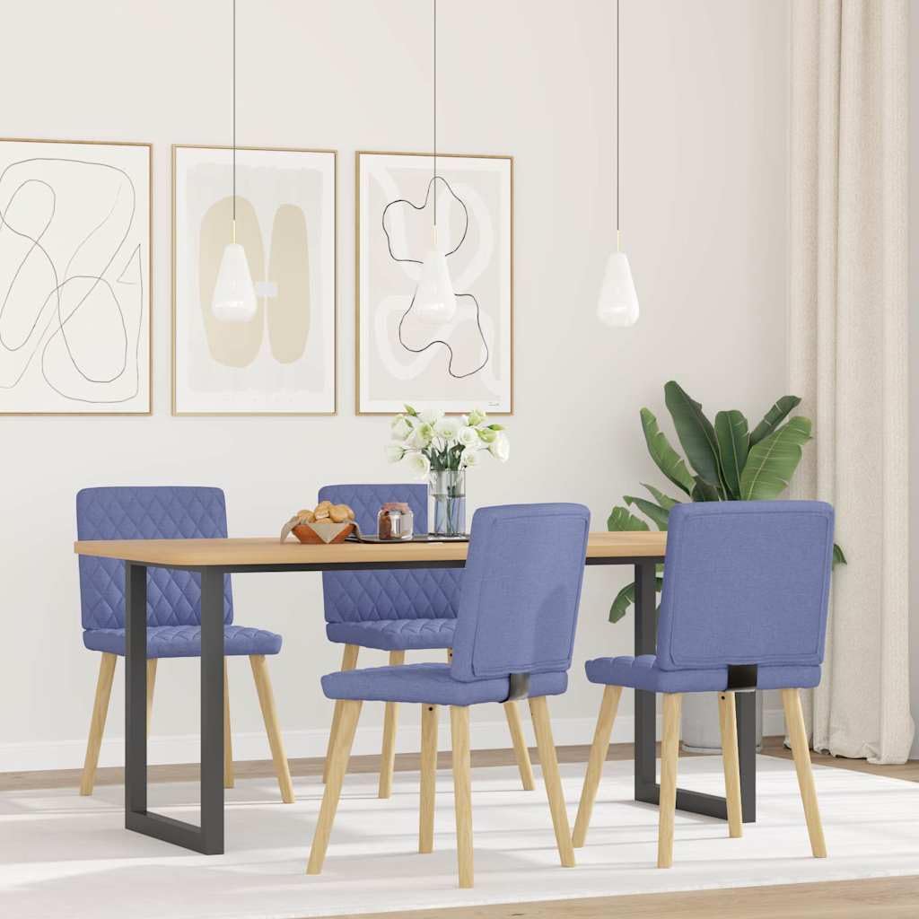 Juego de 4 sillas de comedor de tela azul vaquera, elegantes sillas tapizadas con suave funda de poliéster, resistente estructura de metal y madera y asiento cómodo para el comedor,
