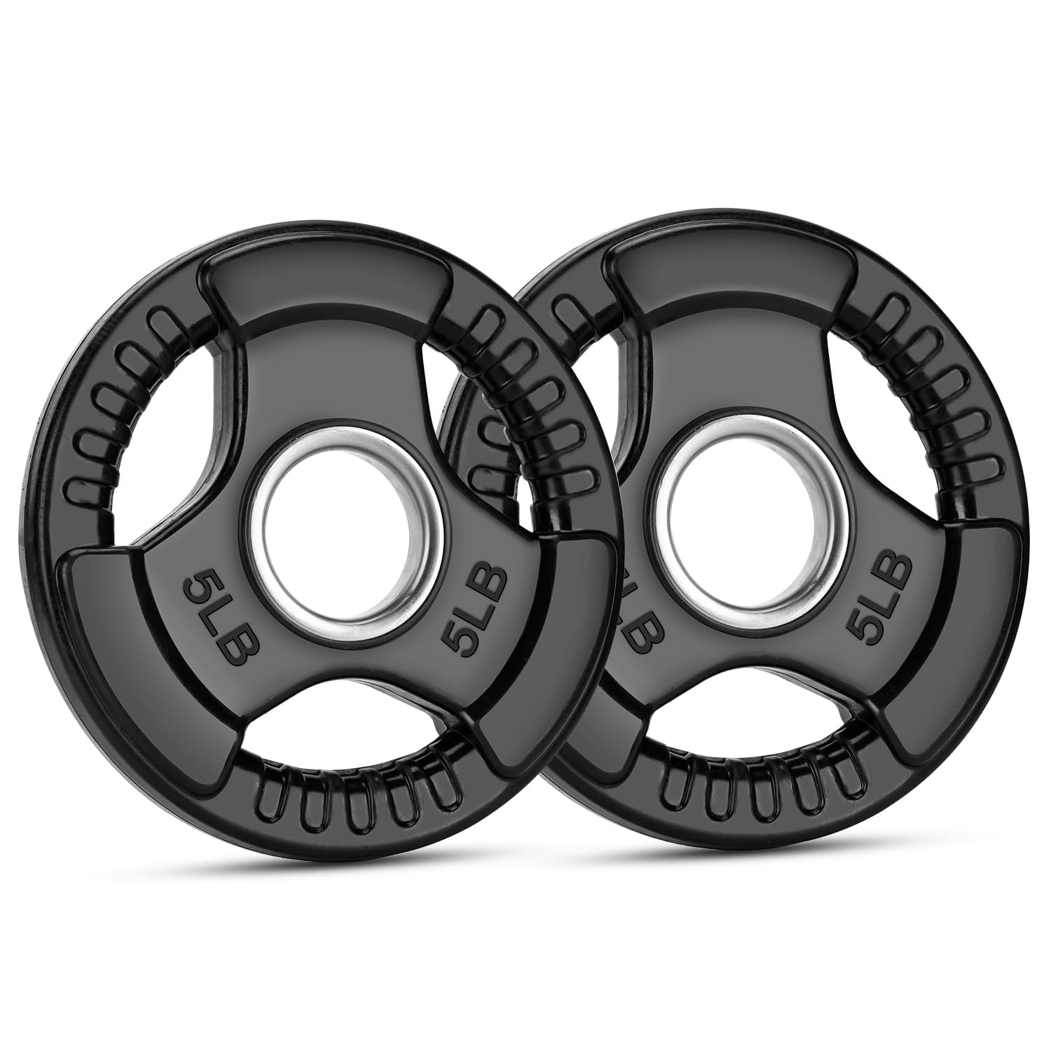 Weight Plate 2-Inch Rubber Coated Olympic Grip Plate for Barbell,Solid Cast Iron Weight Plates in Pairs and Strength Training in Home & Gym, Single,Weightlifting,Home GymCrossfit 2pcs(5LB)