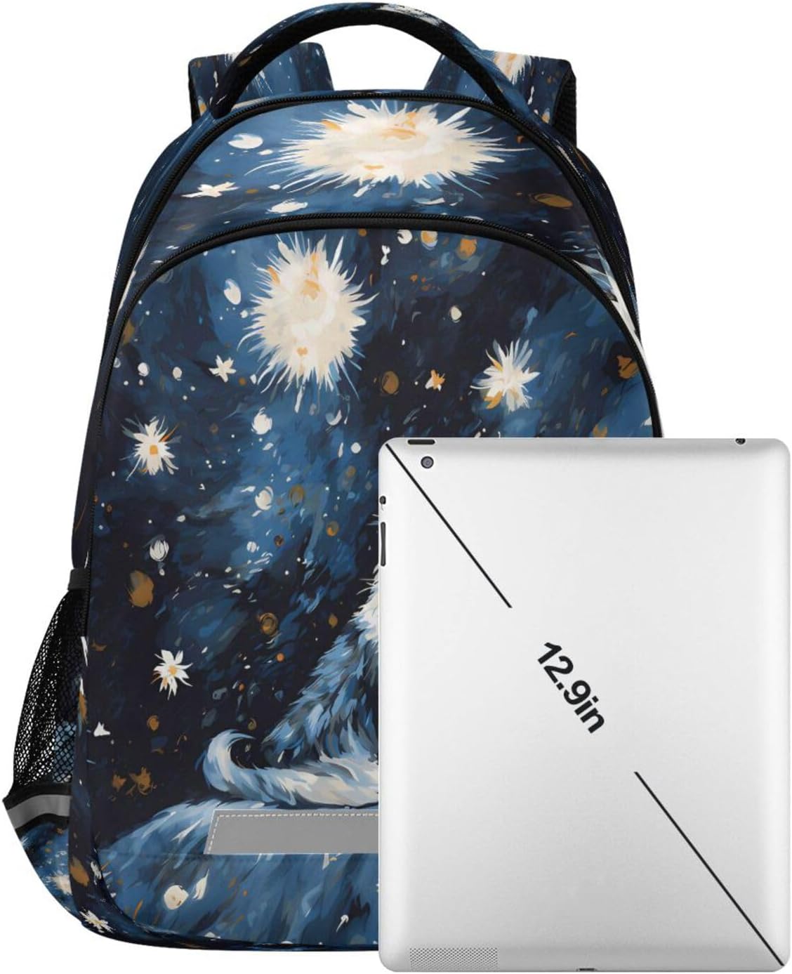 ALAZA Cat Blue Oil Painting Backpacks Travel Laptop Daypack School Book Bag for Men Women Teens Kids