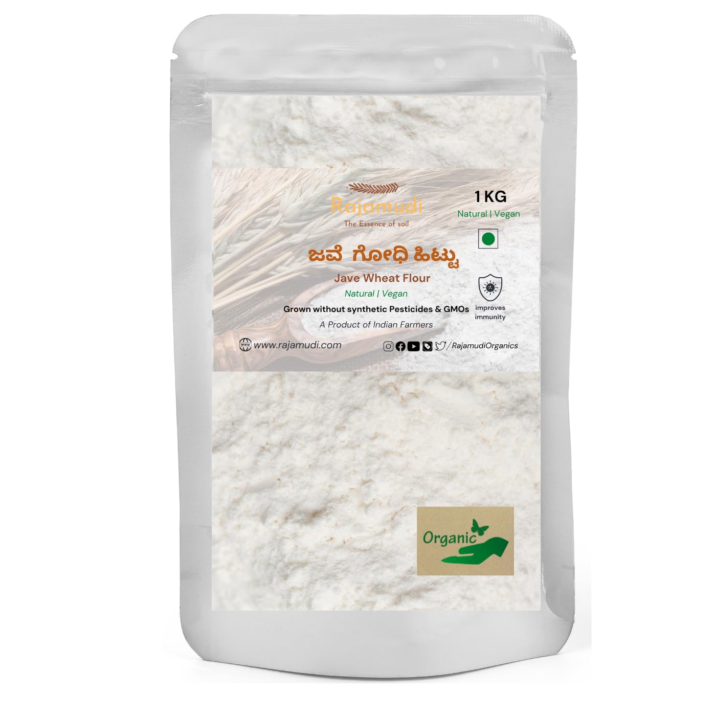 Khapli Wheat Flour (1 kg) | High Dietary Fiber | Easy Digestion | Stoneground Emmer Atta | Jave Godhi Hittu | Organic Wheat Flour | Rajamudi (B0D8JG6LD6) Amazon Price History, Amazon Price Tracker