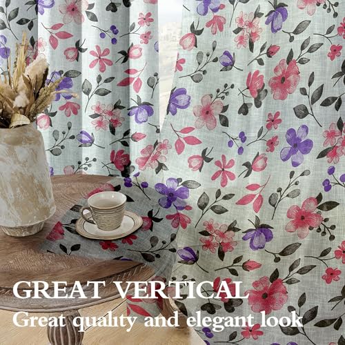 Image of Cortina Linen Polyester Printed Curtains Set of 2, Curtain for Doors Home Decor Items for Living Room Bedroom (Purple, 9FT)