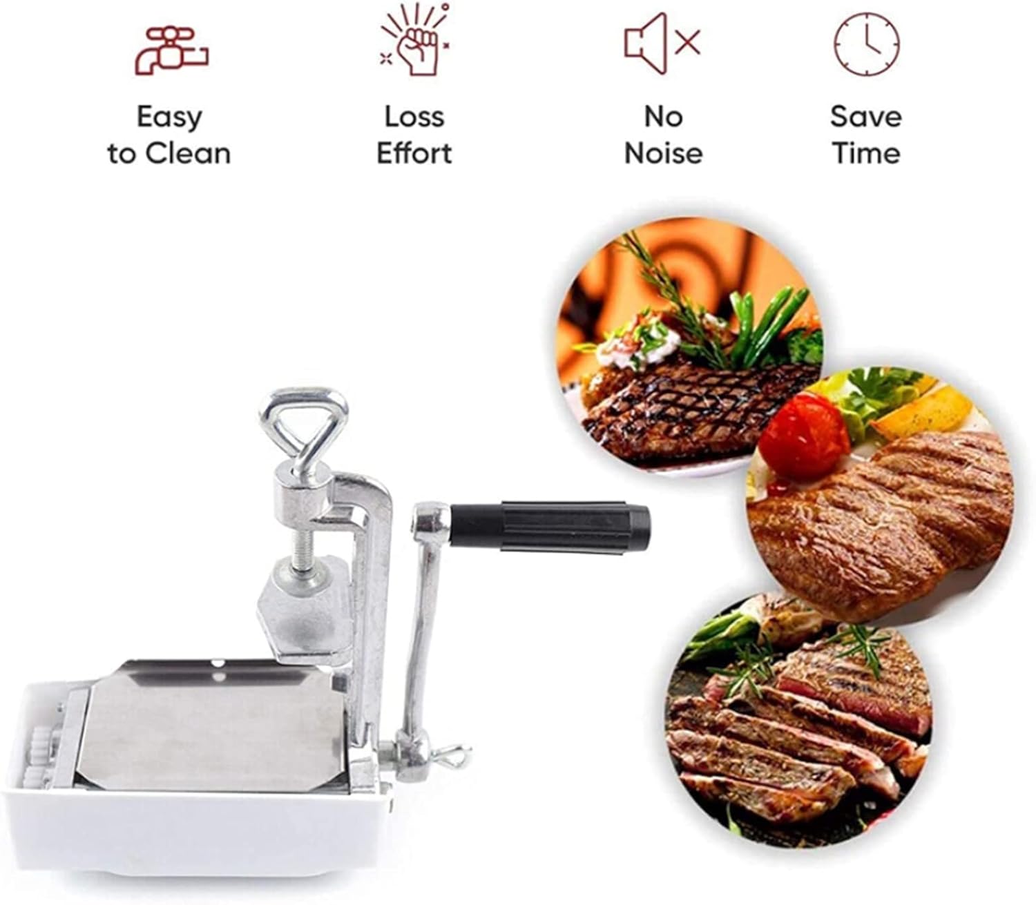 Meat Tenderizer Steak Machine, Commercial Kitchen Steak Heavy Duty Manual Meat Poultry Tenderizer, Clamp On Rolling Meat Tenderizer, Cast Iron Kitchen Process Tool