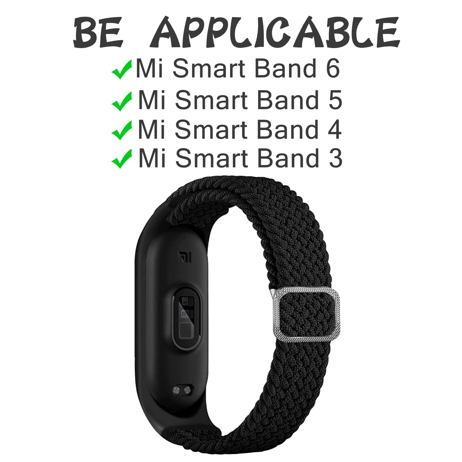 Keecuty Nylon Bracelet for Mi Band 6/5/4/3 Bracelet Elastic Fabric Braided Soft Nylon Sports Bracelets Elasticity Breathable Expandable Watch Strap for Mi Band 6/5/4/3 - Image 3