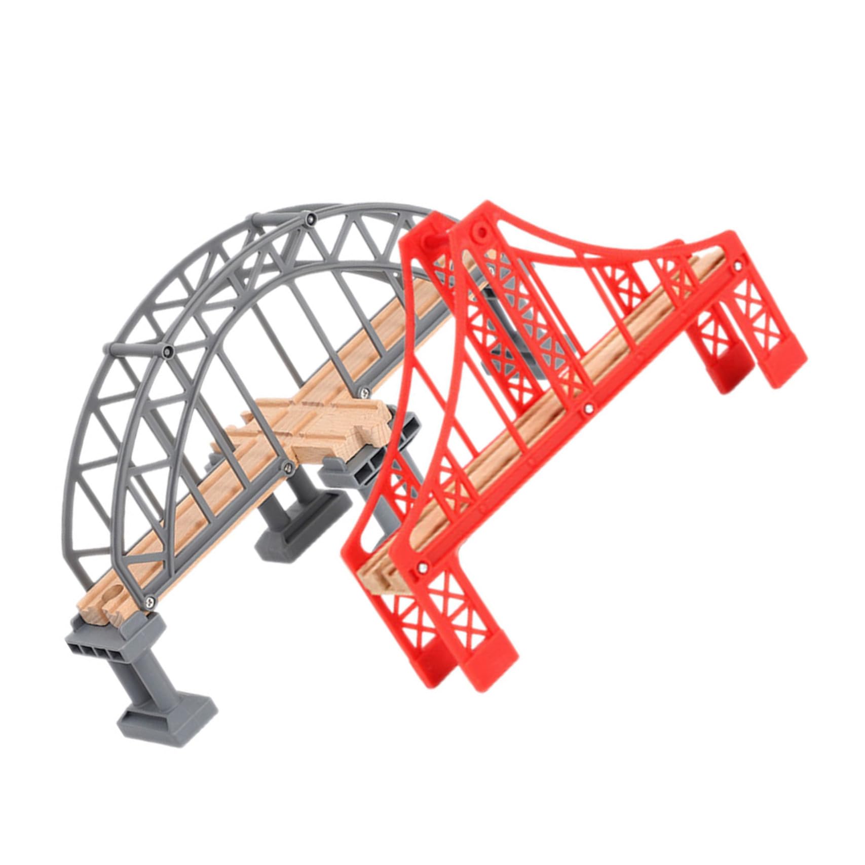 Puente de Vías de Tren de Juguete Rojo 2 Piezas para Maqueta