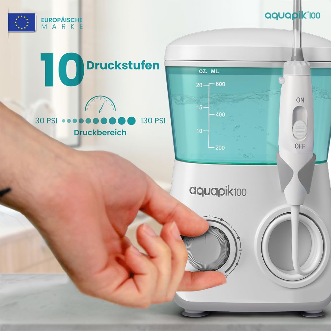 Boston Tech Aquapik® DUO Munddusche Aquapik® 100 Desktop + Aquapik® One tragbar von Zahnärzten empfohlen entfernt Plaque, pflegt Implantate und Kieferorthopädie Verwendung zu Hause und auf