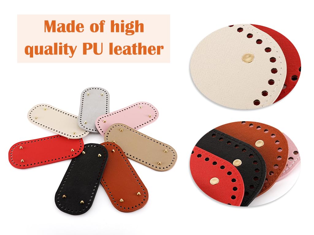 Fondi Per Borse All'Uncinetto - 8 Pezzi Pelle PU, 22x10cm, Con Fori E Uncinetti - Per DIY, Riparazioni - Foto 10