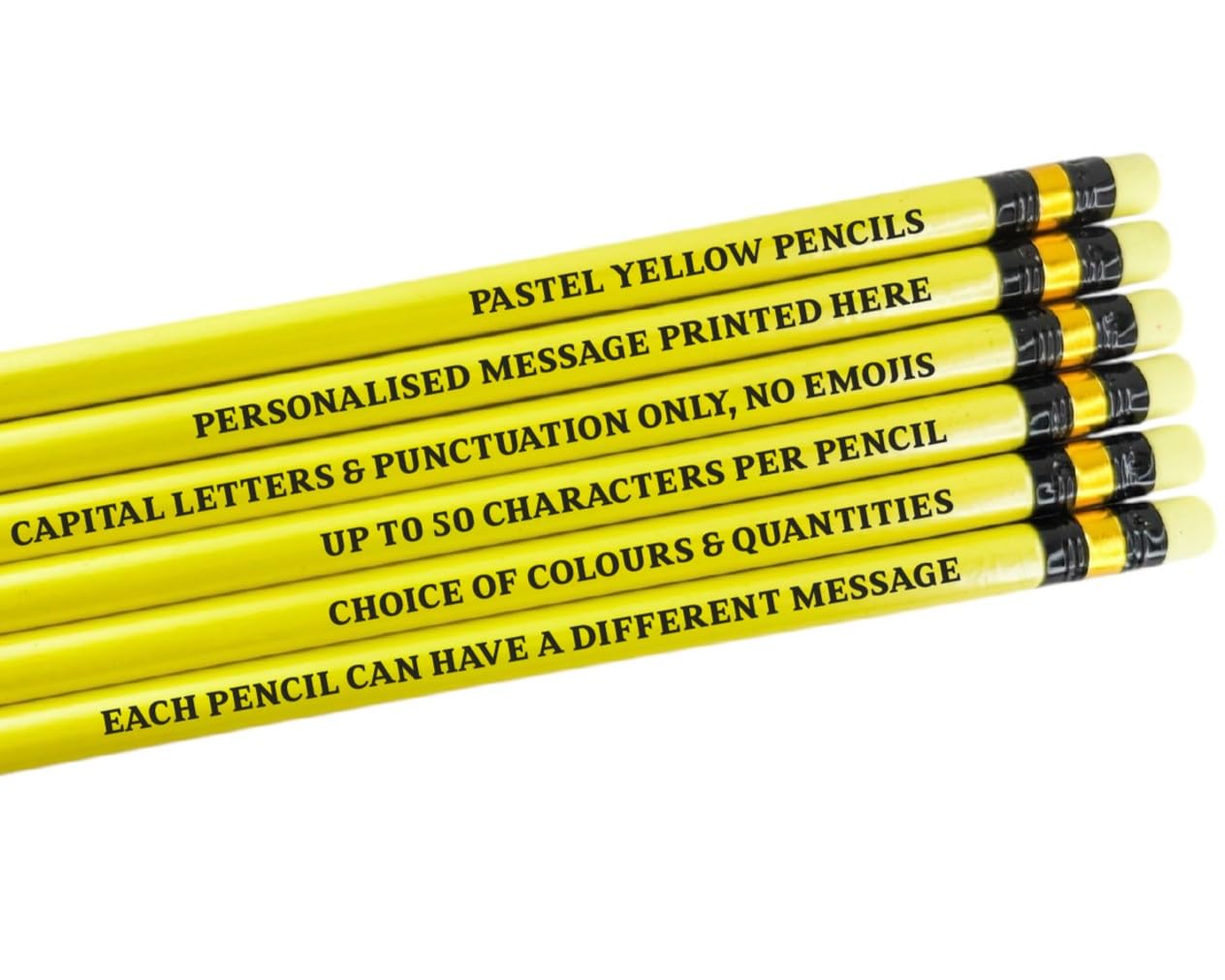 Personalised Pencils - Choice of Colours and Quantities (Pastel Yellow, 200 Pencils)