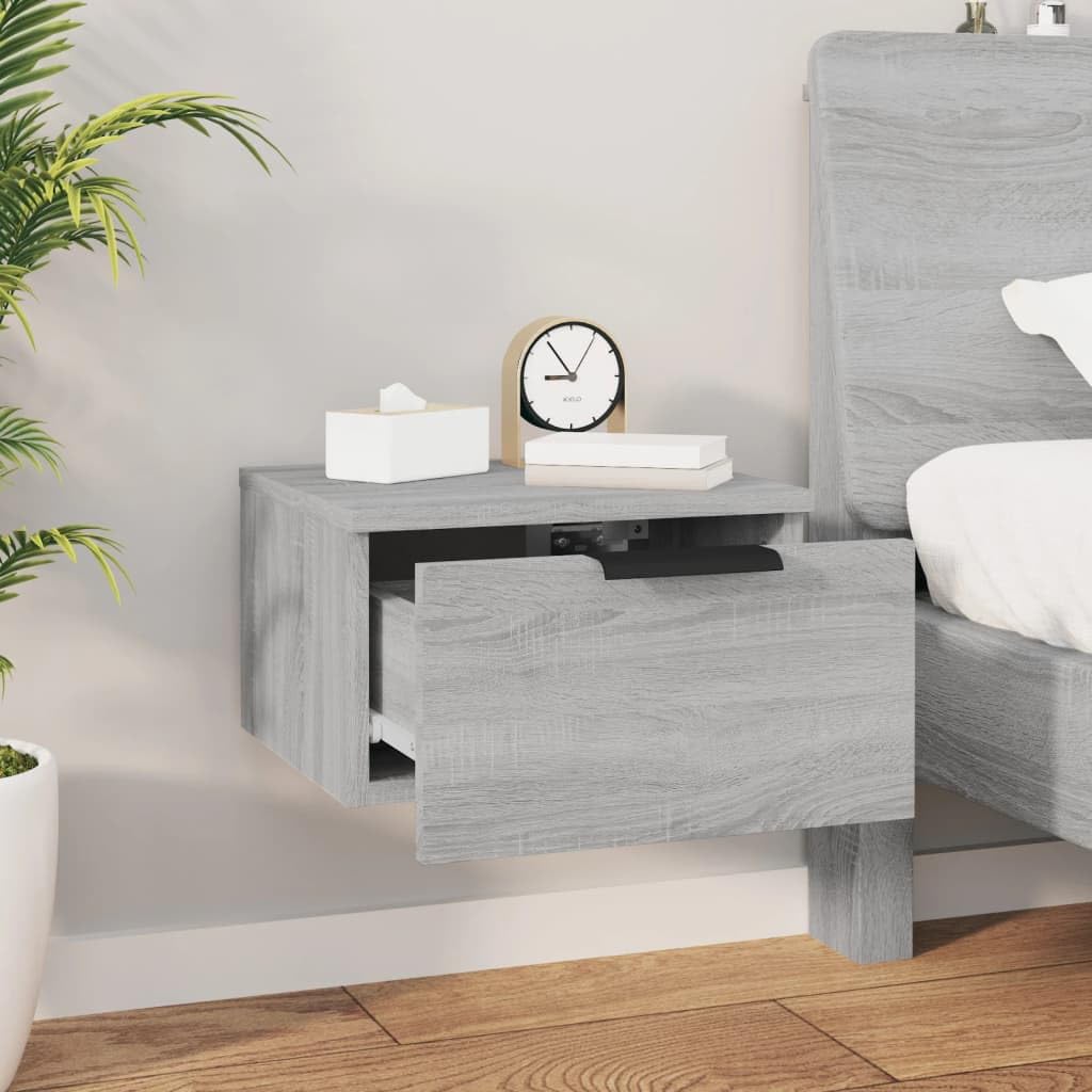 Wand Nachttisch aus Holzwerkstoff mit Stauraum und stabiler Oberplatte für Wohnzimmer Schlafzimmer Wandmontage Möbel