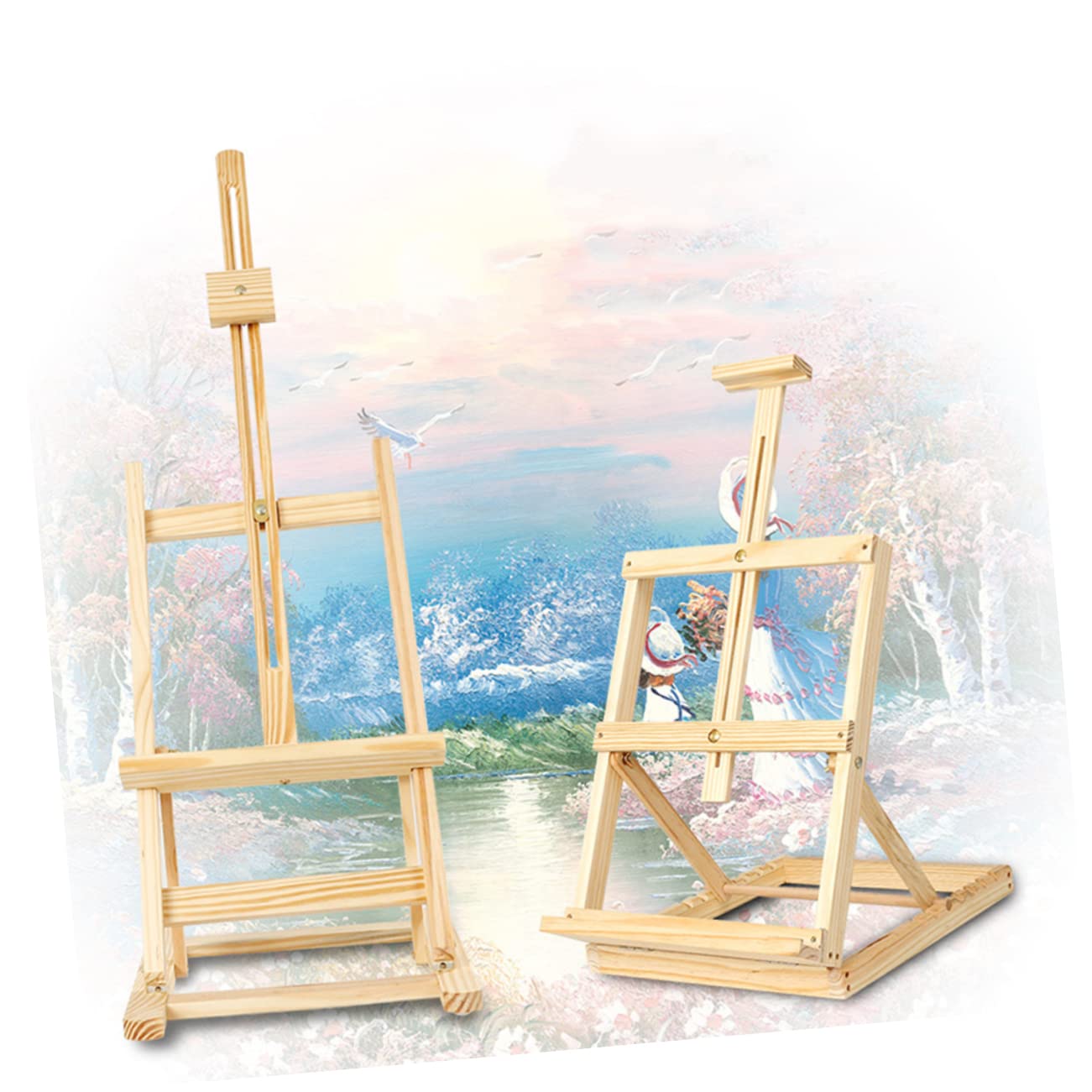 Angoily Holzstaffelei aus Kiefernholz mit Tischgestell Verstellbarer Posterständer für Hochzeiten und Outdoor Stabiles Staffelei Display für Künstler und Kinder