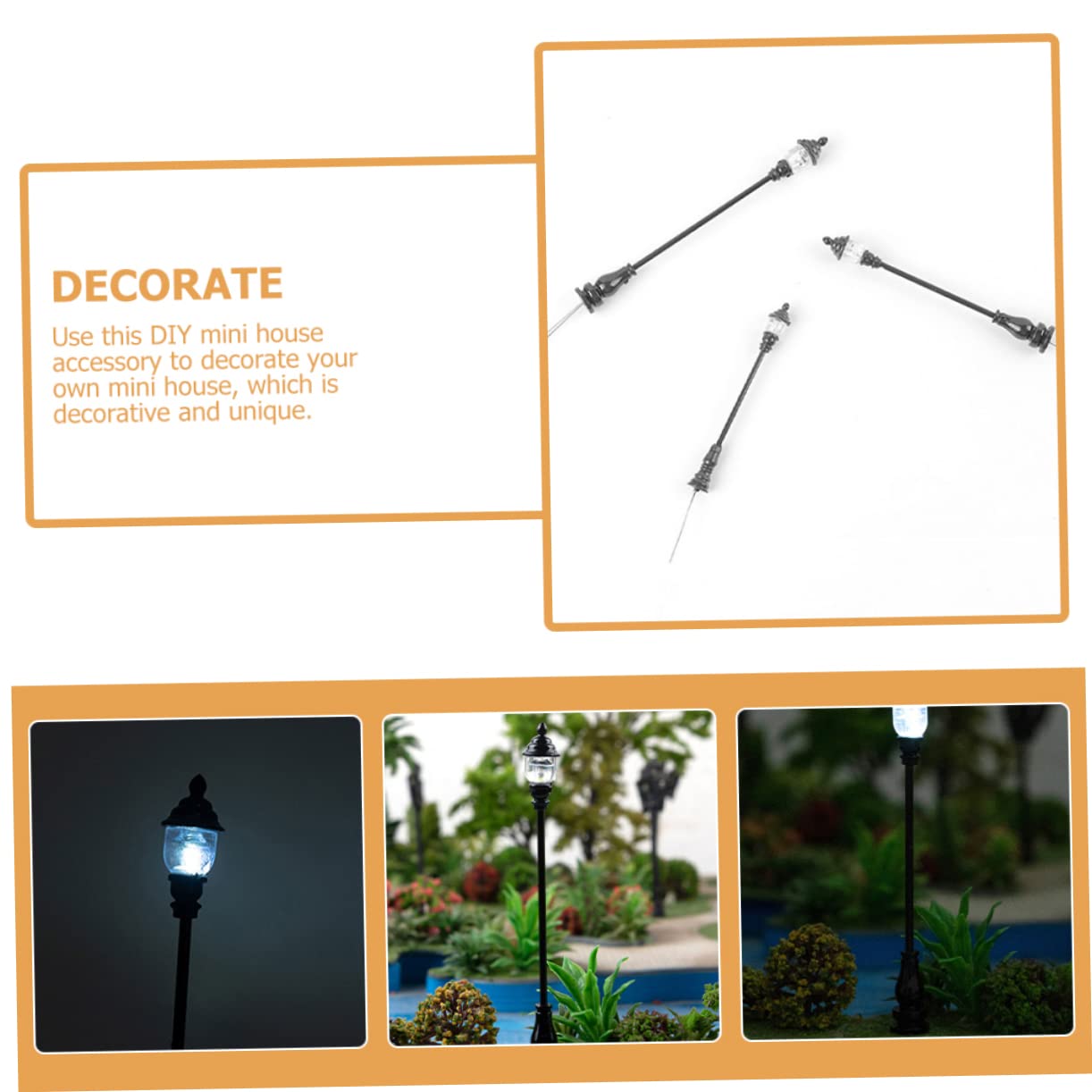 HOODANCOS 4pcs Miniature Garden Lamps Led Street Lights for Sand Table Decor Landscape Accessories for Houses and Dioramas Scale